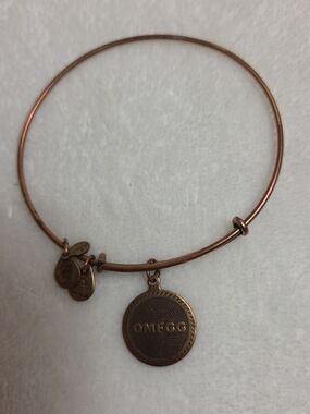 Rare Alex and Ani Gold Tone Gossip Gold OMFGG Charm Bracelet